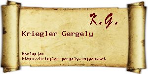 Kriegler Gergely névjegykártya